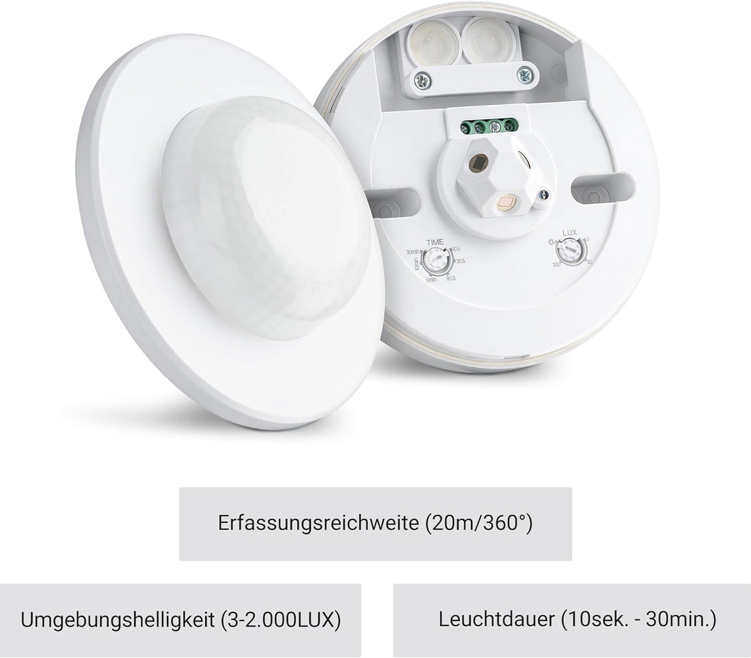 SEBSON® Bewegungsmelder Aussen IP65-2er Set - Aufputz Decken Montage, LED geeignet, Infrarot Sensor