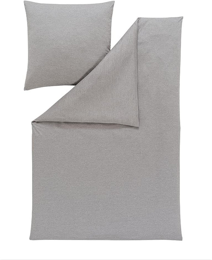 ESTELLA Bettwäsche Takoma | Grau | 135x200 + 80x80 cm | bügelfreie Interlock-Jersey-Qualität | pfleg