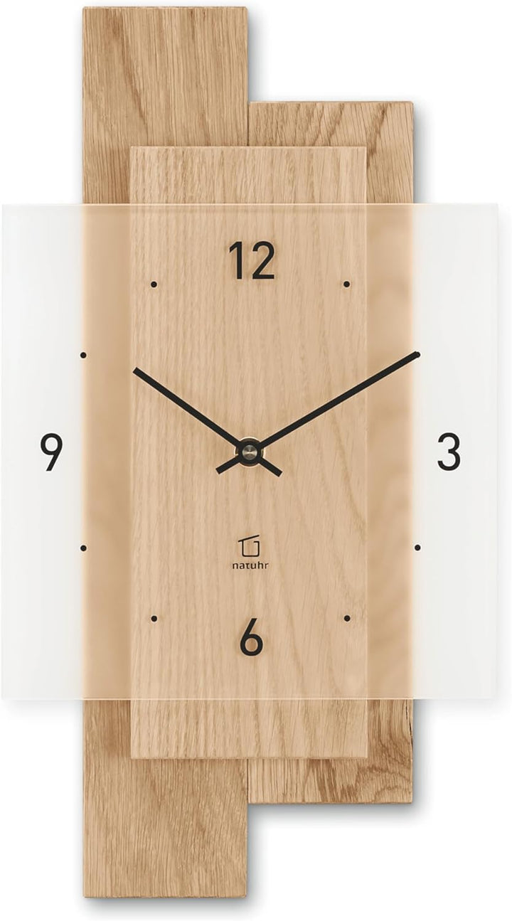 Natuhr Wanduhr Holz Eichwald Modern geräuscharm Eiche U.T.S. Uhrwerk (Eiche unbehandelt, Quarz) Wand