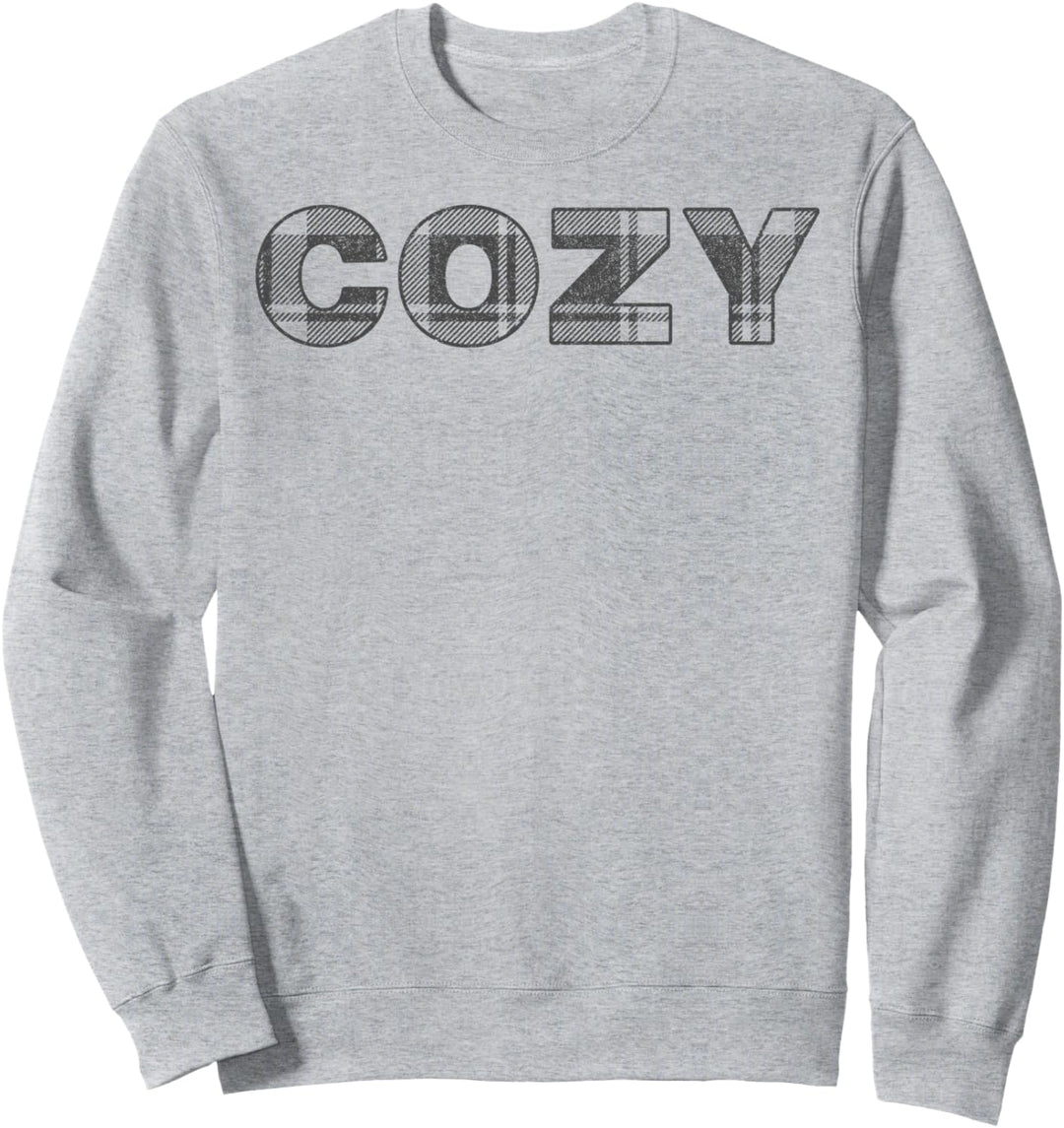 Trendy Plaid Cozy Text Sweatshirt