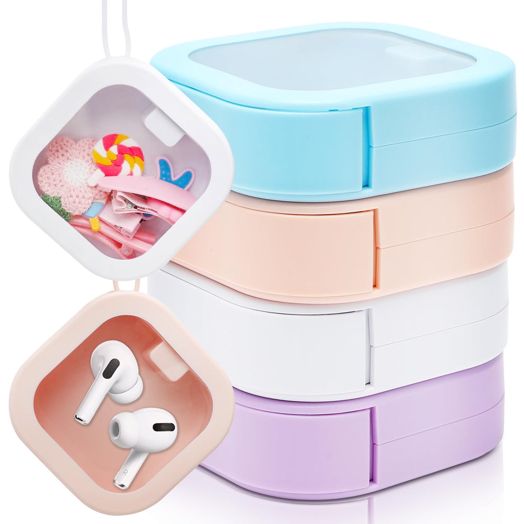 RANJIMA Haargummi Organizer Box,4 Stück Kleine Aufbewahrungsboxen,Tragbarer Hair Tie Organizer, Mini