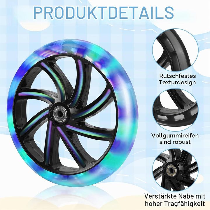 2 Stück 200mm Ersatzräder - rutschfest und langlebig - für Roller und Kickscooter