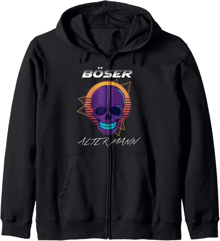 Vaporwave Böser alter Mann Schädel Kapuzenjacke