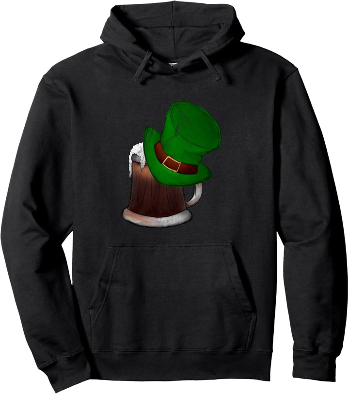 Dunkles Bier Irish Stout & Grüner Zylinder St Patricks Pullover Hoodie