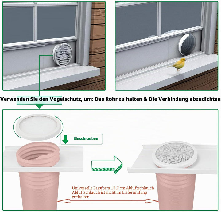 Forestchill Tragbares Fensterdichtungsplatten-Set für Klimaanlage, für Abluftschlauch, 12.7 cm Durch