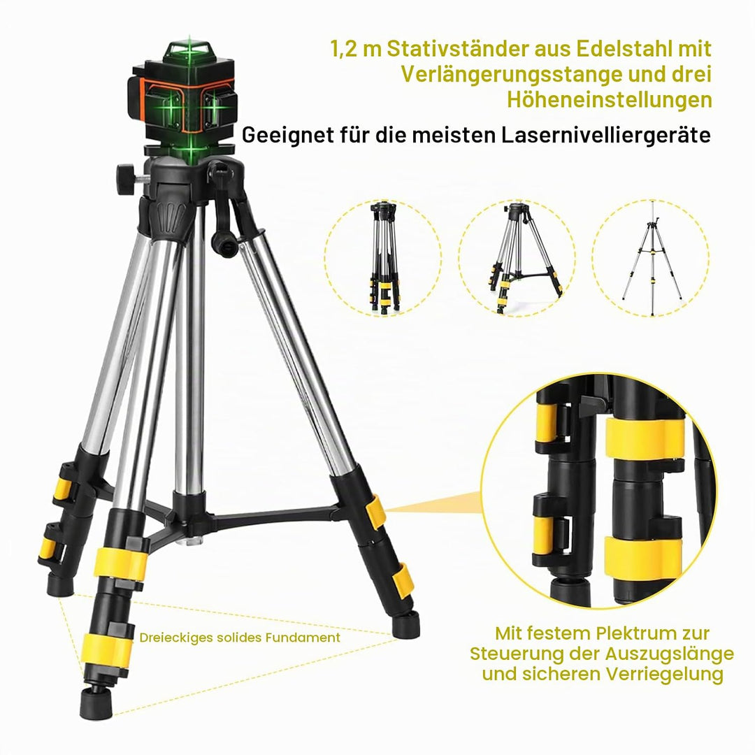 Stativ Laser Professional, 50-120 cm Baustativ Stützen Höhenverstellbar Laser Sativ mit 5/8"-11 Auss