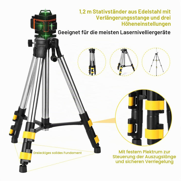 Stativ Laser Professional, 50-120 cm Baustativ Stützen Höhenverstellbar Laser Sativ mit 5/8"-11 Auss