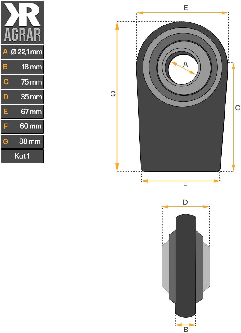 Unterlenker Anschweissenden | Kat 1 | Ø 22 mm | 2 Stück | Anschweissaugen | Unterlenker | Dreipunkt