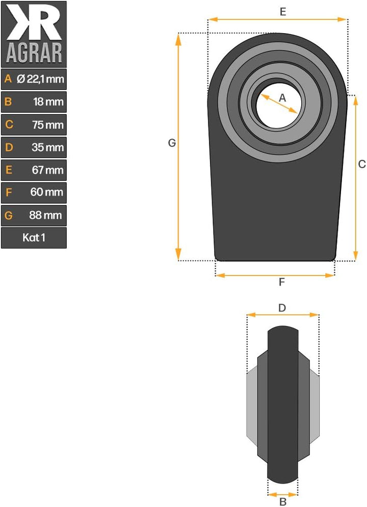 Unterlenker Anschweissenden | Kat 1 | Ø 22 mm | 2 Stück | Anschweissaugen | Unterlenker | Dreipunkt