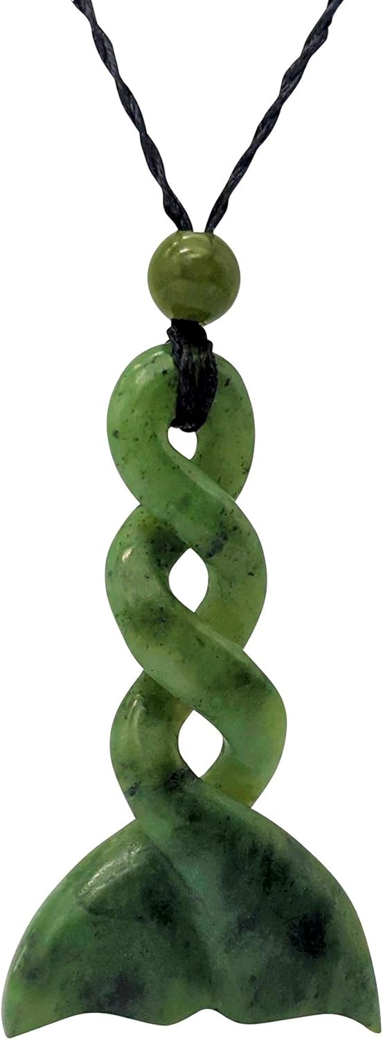 81stgeneration Anhänger Halskette Walfischschwanz Handgeschnitzte Nephrit-Jade für Damen und Herren