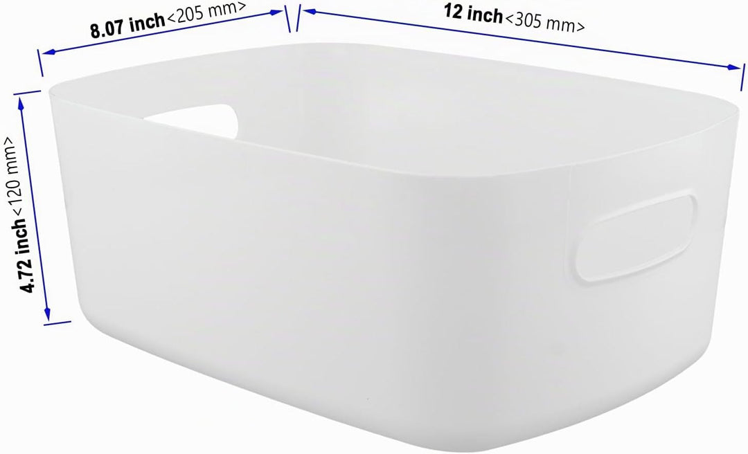 6 Stück Gross Aufbewahrungsbox Weiss,30.5 x 20.5 x 12 cm Körbe Kunststoff mit Griffen, Küchenschrank