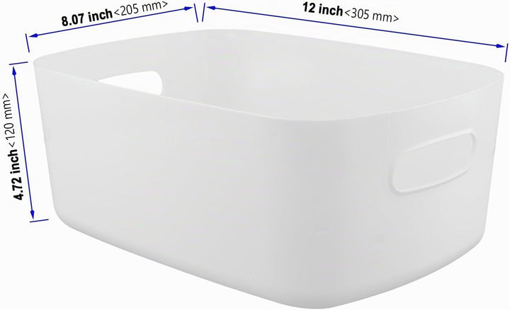 6 Stück Gross Aufbewahrungsbox Weiss,30.5 x 20.5 x 12 cm Körbe Kunststoff mit Griffen, Küchenschrank