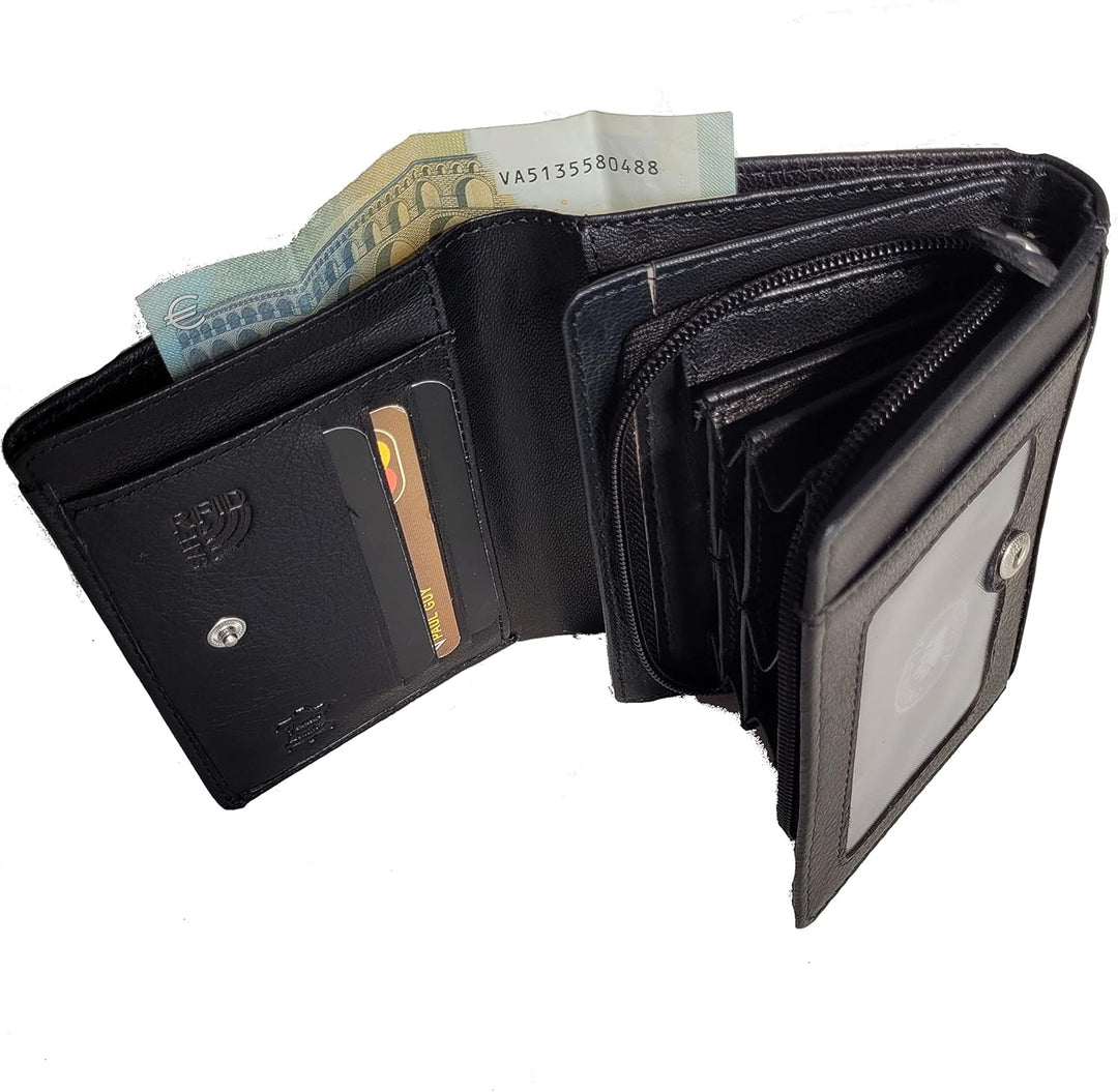 Frédéric Johns – Geldbörse mit Münzfach + Geldscheinfach – 8 Separate Fächer – Geldbörse Euro – Geld