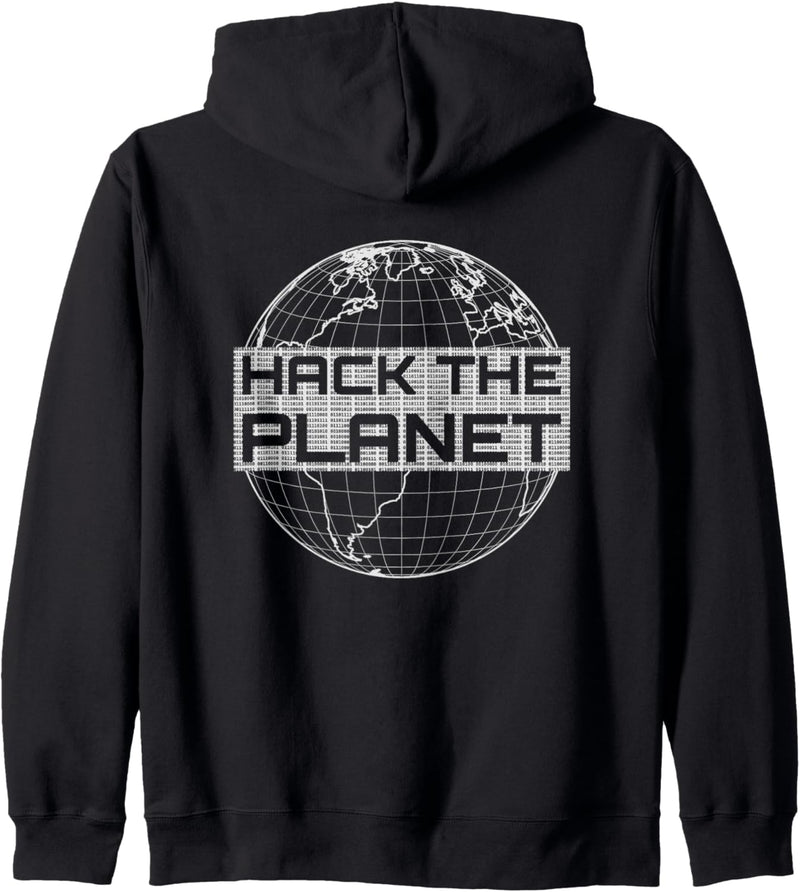 Hack the Planet - Hellgrauer Globus Computer Hacker Design Kapuzenjacke