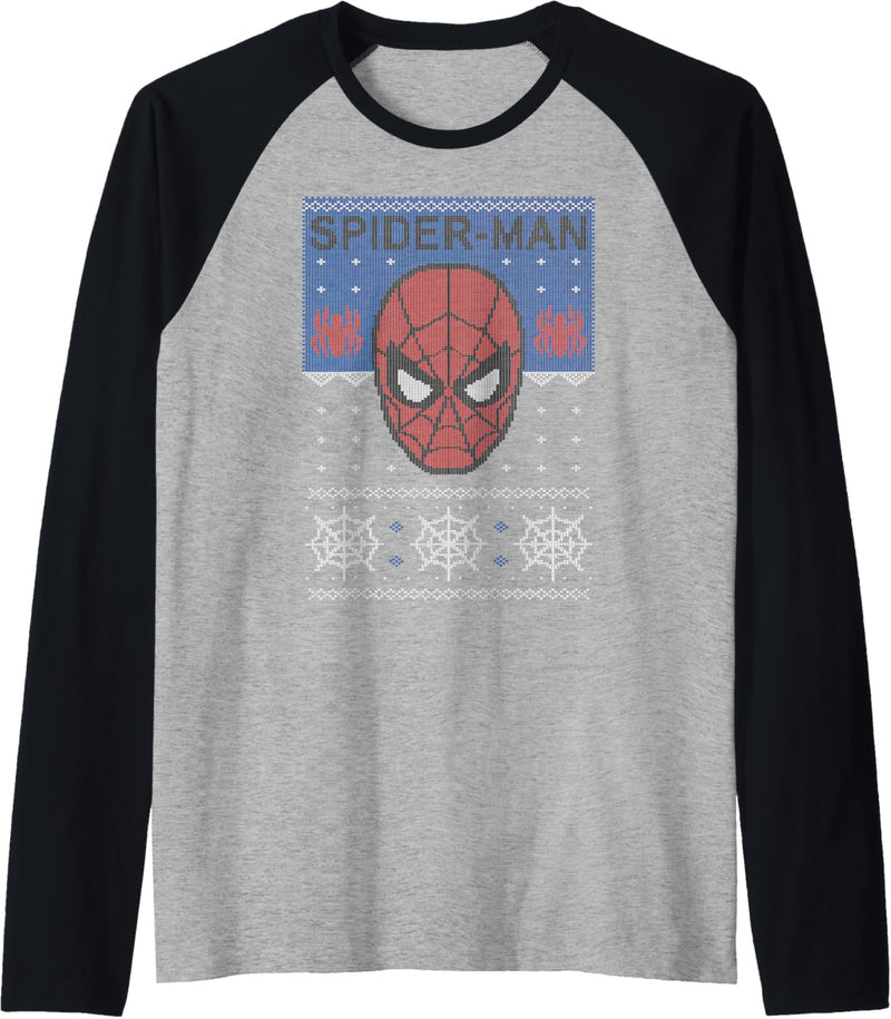 Marvel Spider-Man Mask Ugly Weihnachten Sweater Raglan