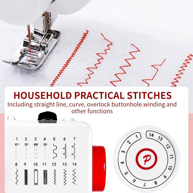 Outbit Nähmaschine für Anfänger 14 Stiche Elektrische Nähmaschine Multifunktionelle Nähmaschine für