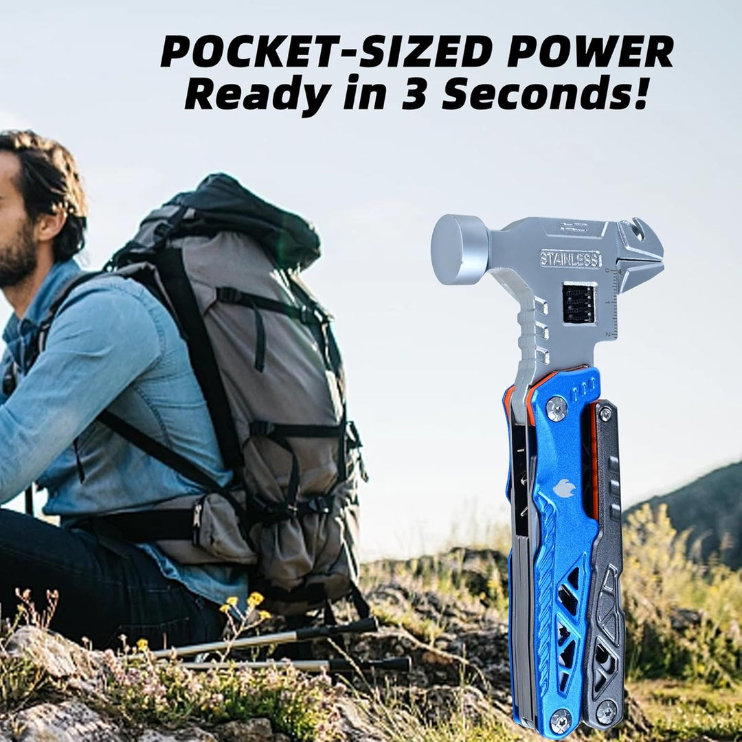 18-in-1 Multitool mit Hammer, Zange und Taschenmesser - Robuster Multiwerkzeug für Männer - Ideal al