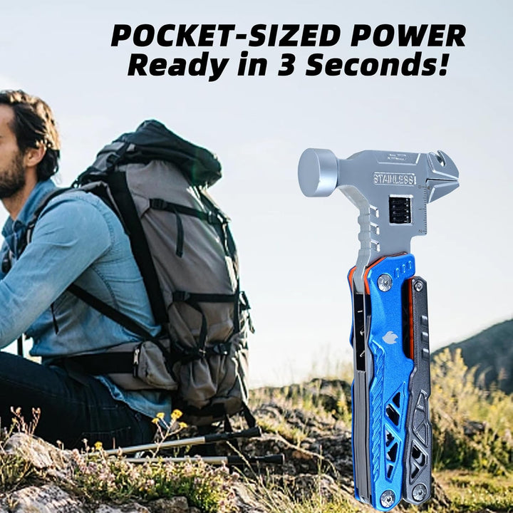 18-in-1 Multitool mit Hammer, Zange und Taschenmesser - Robuster Multiwerkzeug für Männer - Ideal al