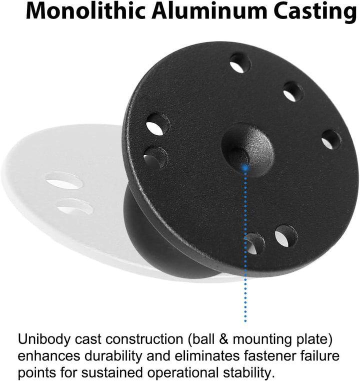 1,5 Zoll/C-Grösse / 38mm Kugelhalterung aus Aluminiumgusslegierung, AMPS-Loch-Rundplattenbasis, Komp