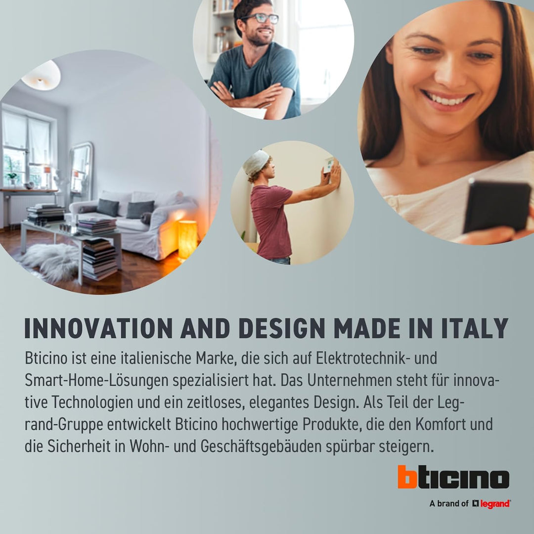 BTicino, CLASSE300 X13E Video-Innenstelle mit 7"-Touchscreen, 4 sensitiven Tasten, Smartphone-Anbind