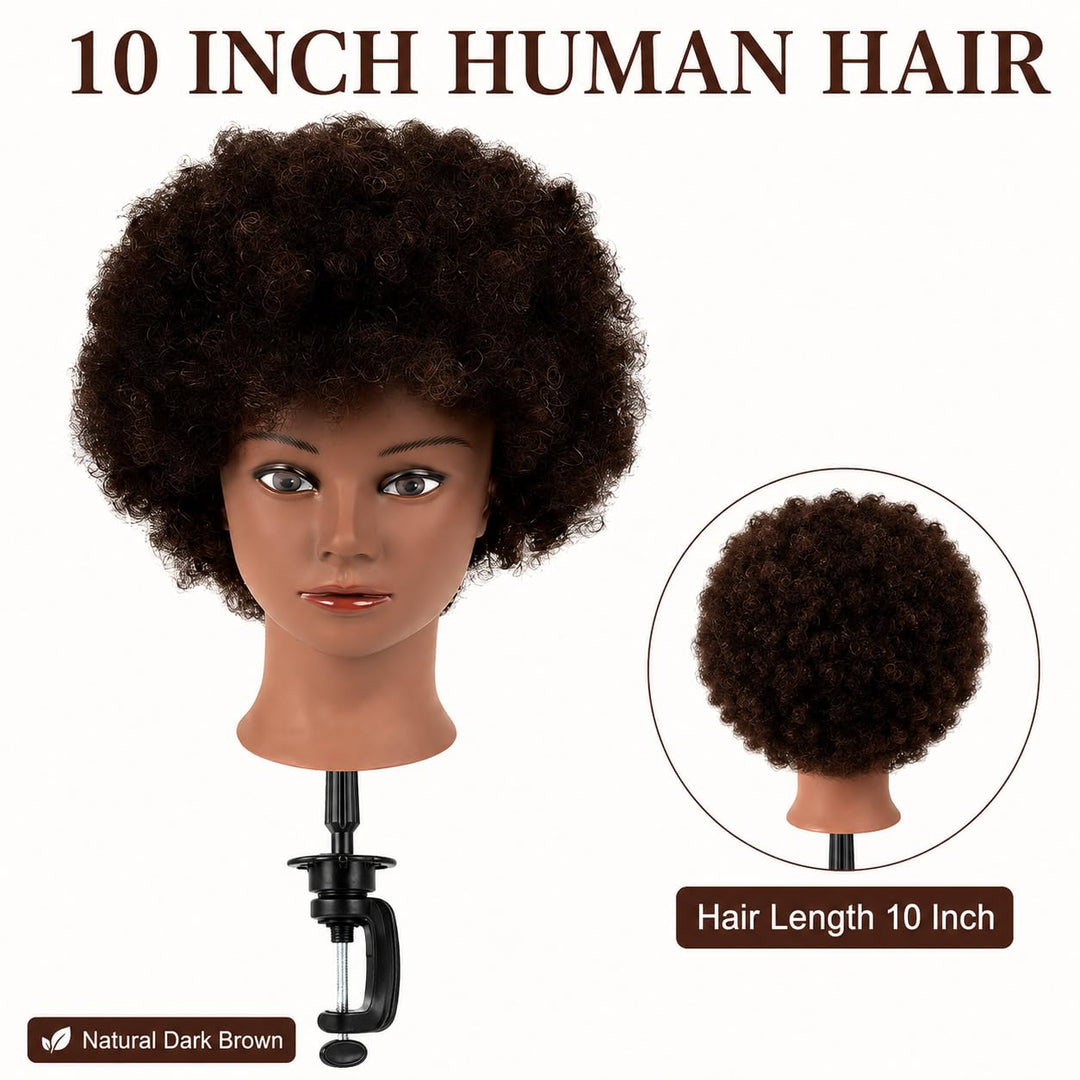 Morris Mannequin Head 100% Human Hair Training Head Afro Hair Manikin Head African American Training