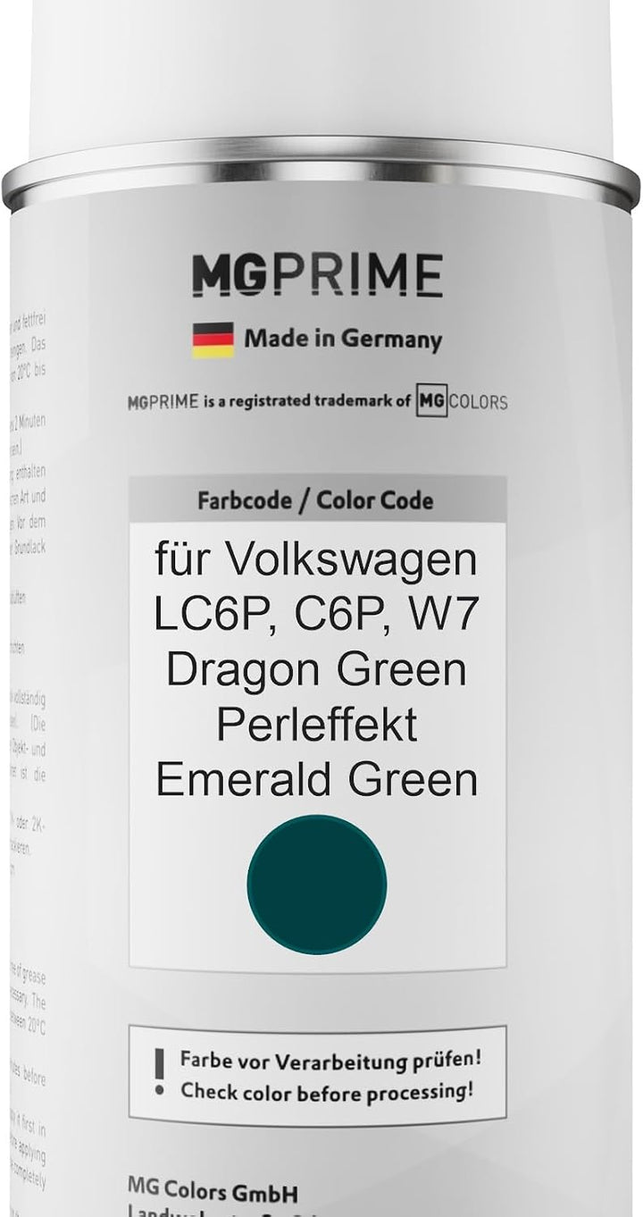 MG PRIME Autolack 2K Spraydosen Set für Volkswagen VW LC6P / C6P / W7 Dragon Green Perleffekt/Emeral