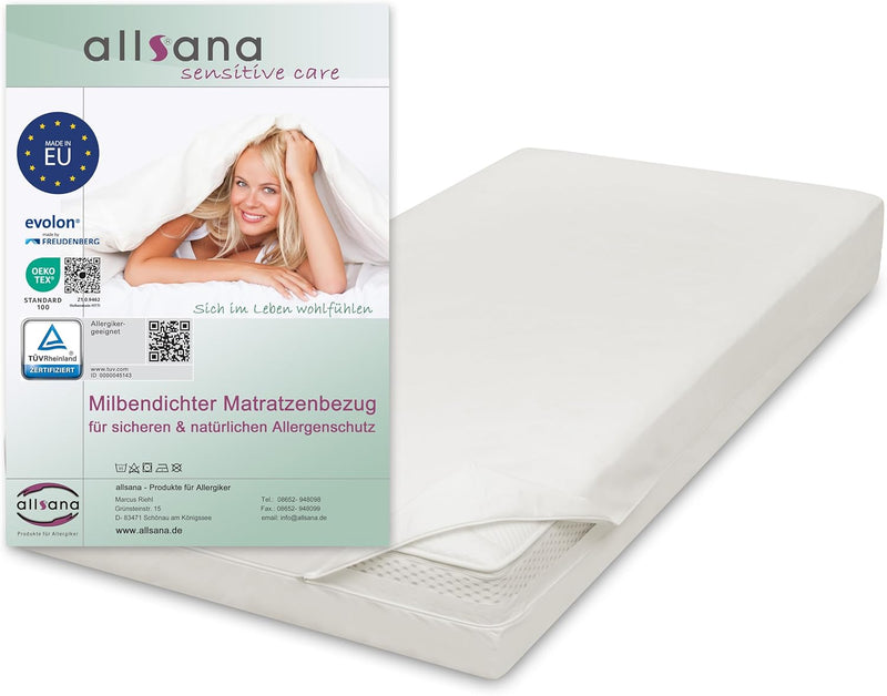 Allsana Allergiker Matratzenbezug 80x200x20 cm | Allergie Bettwäsche | Anti Milben Encasing | Milben