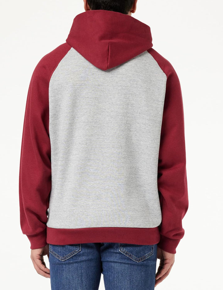 Champion Herren Legacy Athletics-Poly-Fleece Hooded Sweatshirt S Grigio Melange/Rosso Tbr, S Grigio