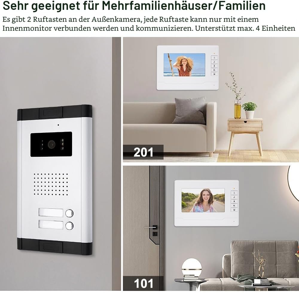OBO HANDS Zwei-Wege-Audio-Türsprechanlage mit 17,8 cm (7 Zoll) Display für Heimsicherheitssystem