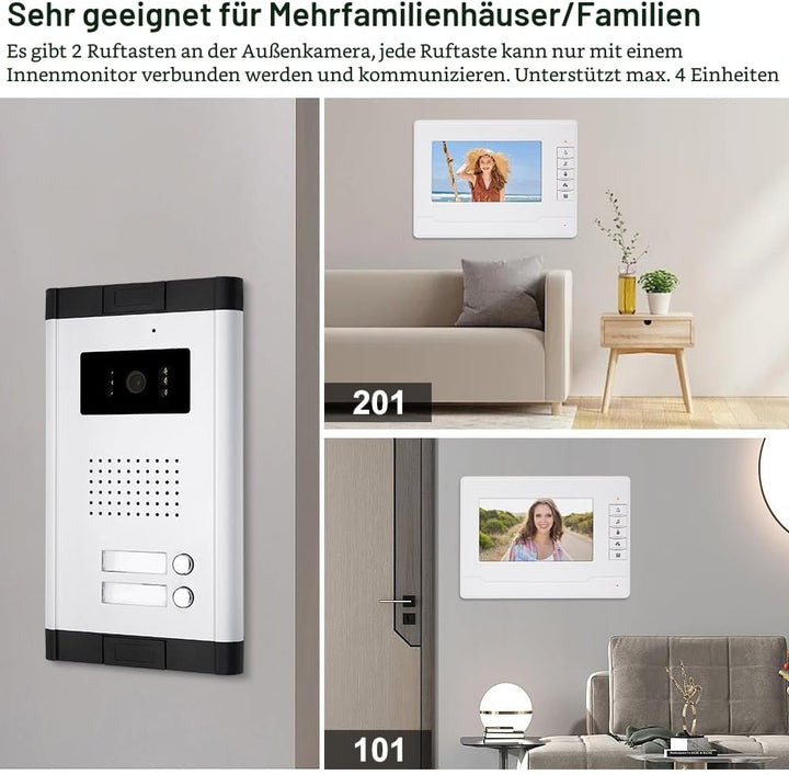 OBO HANDS Zwei-Wege-Audio-Türsprechanlage mit 17,8 cm (7 Zoll) Display für Heimsicherheitssystem