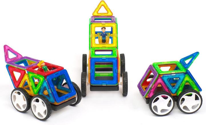 MAGNIKON Magnetische Bausteine “Der Autopark” - Magnetbau-Set 44-teilig, Magnetbausteine, ideal als