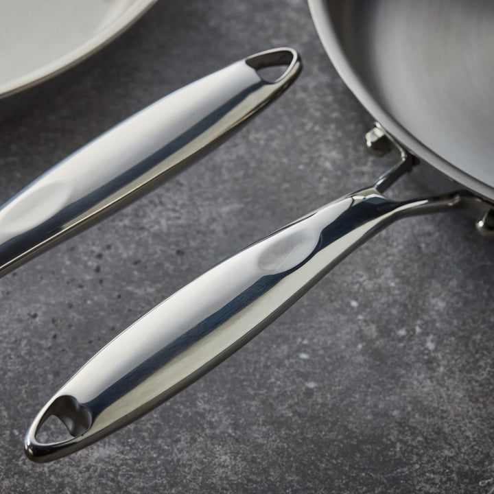 RESTO Universalpfanne 24 cm, Bratpfanne aus Edelstahl - Pfanne mit dreilagiger Basis, Energieeinspar