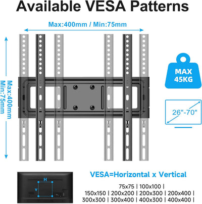 XINLEI TV Wandhalterung, Schwenkbare Neigbare TV Halterung für 26-70 Zoll Flach & Curved Fernseher b