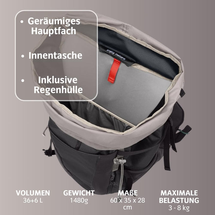 VAUDE Brenta 36+6 – Wanderrucksack fu?r Damen & Herren 42 Liter, Aeroflex 3D Belu?ftung & ErgoShape-