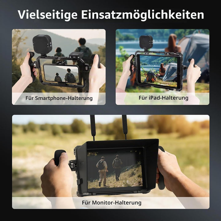 Nitze Side Handle, Seitengriff-Kit mit 1/4" Schraube und abnehmbaren Positionierstiften für Smartpho