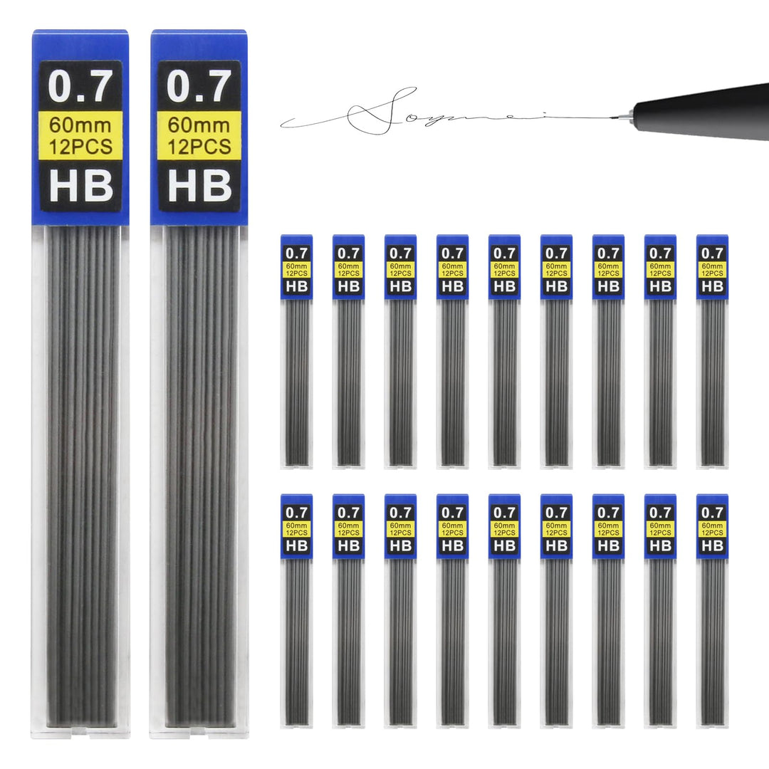 Bleistiftminen 0,7 mm Bruchsichere, Hochwertige Harzmine, je 12 Minen, Kunststoff-Aufbewahrungsbox,