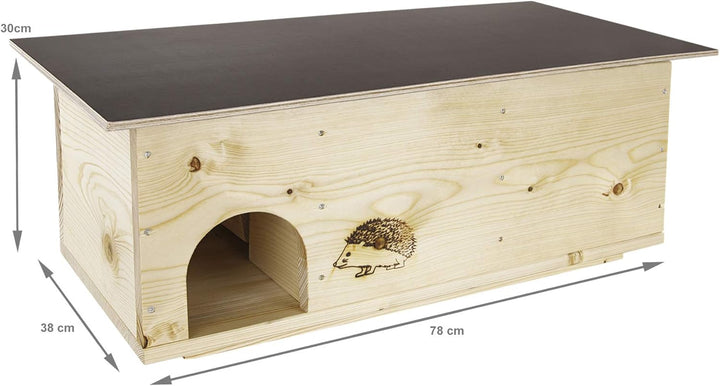 N/A XXXL Igelhaus Igelhotel Igelhütte Futterhaus für Igel Igelfutterhaus Natur aus Vollholz 78cm x 3