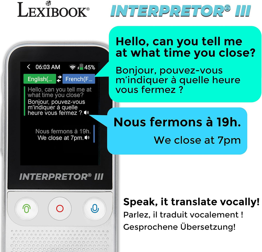 Lexibook NTL3000 Interpretor 3-Instant Voice 137 Sprachen, Fotoübersetzung und Memos, Pro Portable &amp;