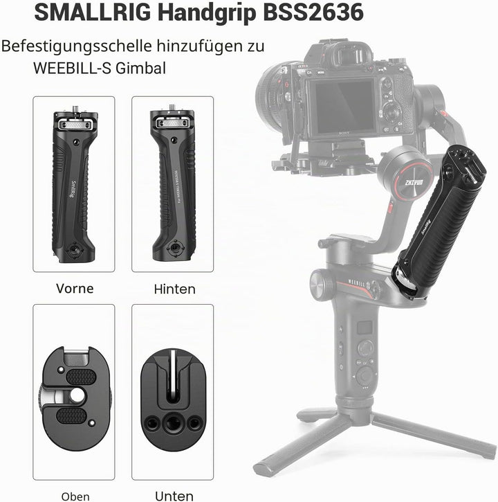 SMALLRIG Griff Handgriff NUR für Zhiyun-Tech WEEBILL-S Gimbal mit Kaltschuhhalterung Eingebauter Sch
