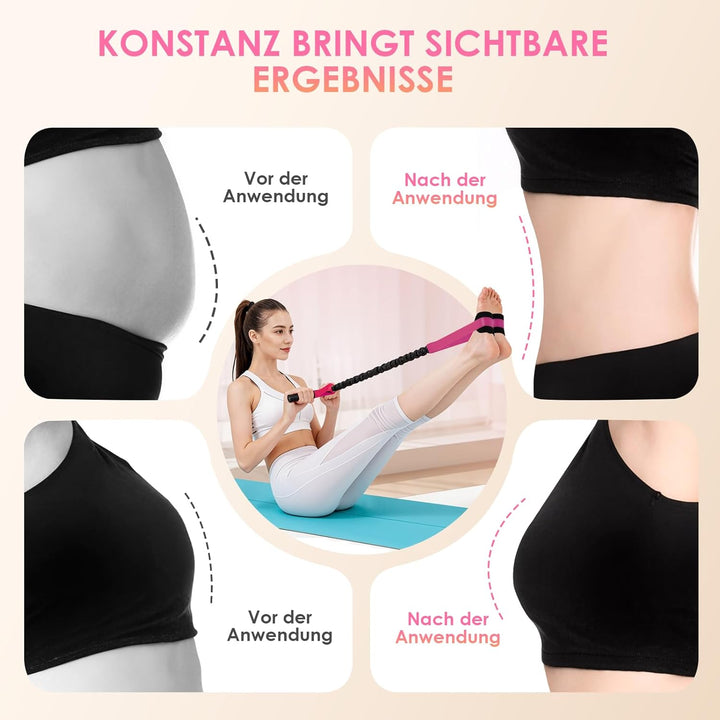 TOMSHOO Pedal Widerstandsbänder mit Griff, Multifunktions Bauchtrainer für Zuhause, Bodybuilding Exp