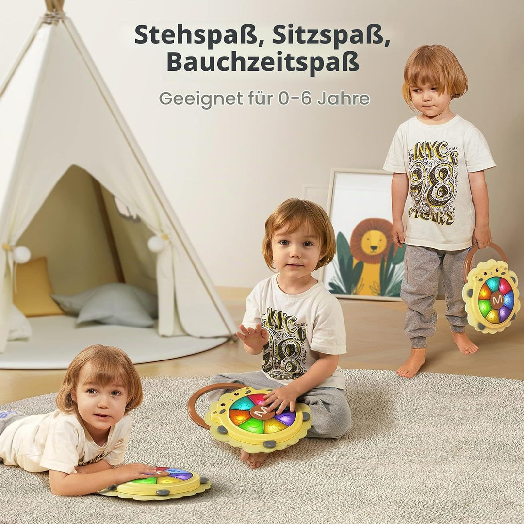 TUMAMA KIDS Musikalisches Baby Musikalische Trommel Spielzeug Set, Ton und Licht, Musikinstrumente S