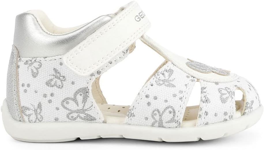 Geox Baby-Mädchen B Elthan Girl C Sandal 19 EU White Silver, 19 EU White Silver