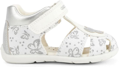 Geox Baby-Mädchen B Elthan Girl C Erste Schritte 22 EU White Silver, 22 EU White Silver