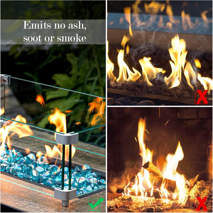 GASPRO 4,5 kg Feuerglas Diamanten 2,5 cm, reflektierendes Karibikblau Feuerstelle Glas für Gas-Feuer