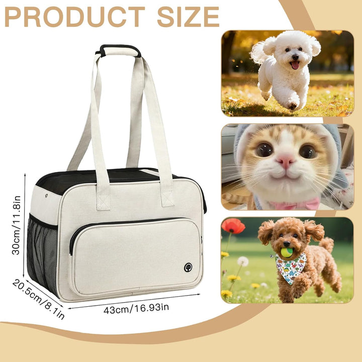 Hundetasche für Kleine Hunde und Katzen, Atmungsaktive Mesh Tragetasche mit Trageriemen, Tragetasche