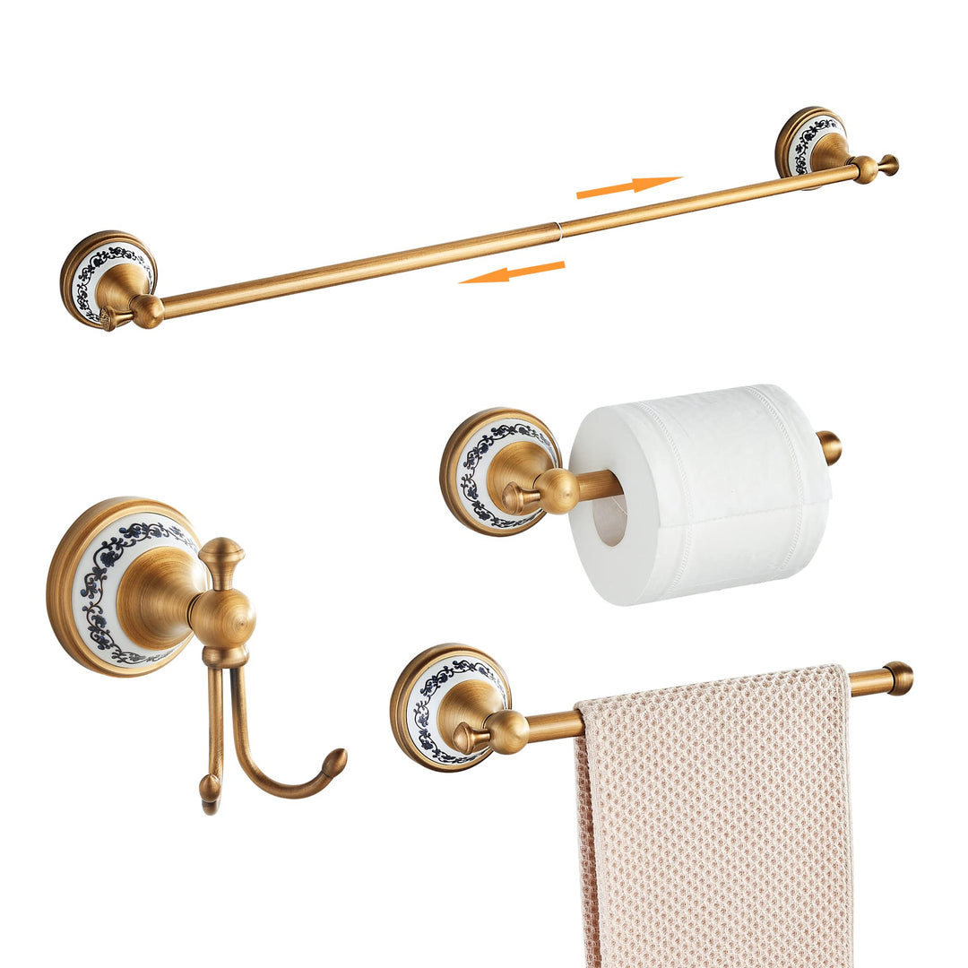 Antike Bronze Badezimmer Hardware Set,Verstellbarer Handtuchhalter, Toilettenpapierhalter, Handtuchh