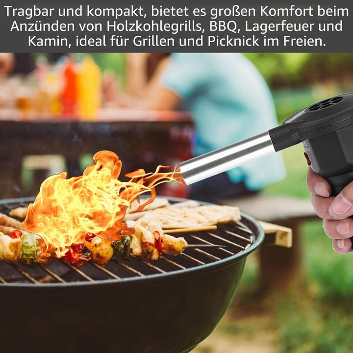 MAGT Grillgebläse, Tragbar BBQ Gebläse Batteriebetrieben Mini Grillventilator Air Blower für Outdoor