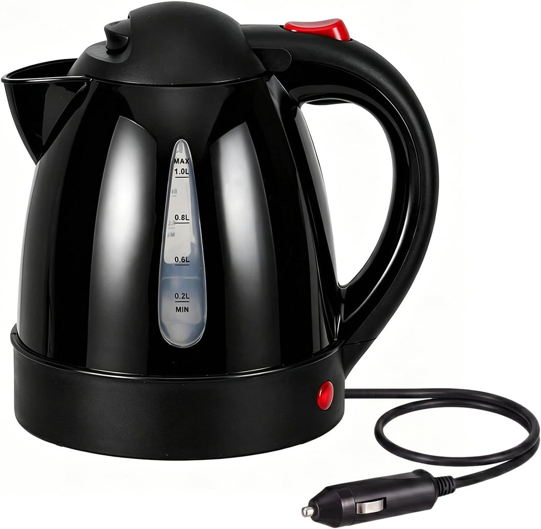 ITEFDTUTNE Wasserkocher Auto, 24v 250w 1L, Camping Wasserkocher mit Zigarettenanzünder-Stecker Autom