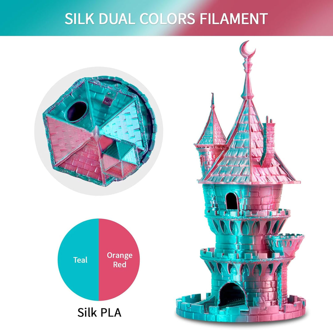 ERYONE Dual Seiden PLA Filament 1.75mm,Co-Extrucsion PLA Seiden Filament für 3D Drucker +/- 0,03 mm,