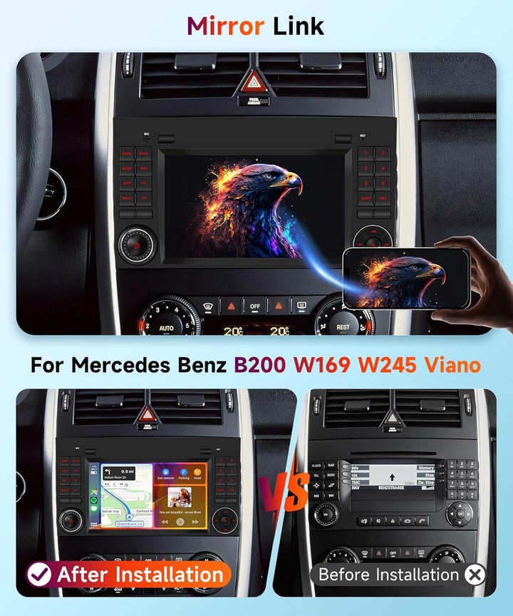 【2+64G】 Hodozzy Carplay Autoradio für Mercedes Benz B200 W169 W245 Viano,7 Zoll Touchscreen mit Andr